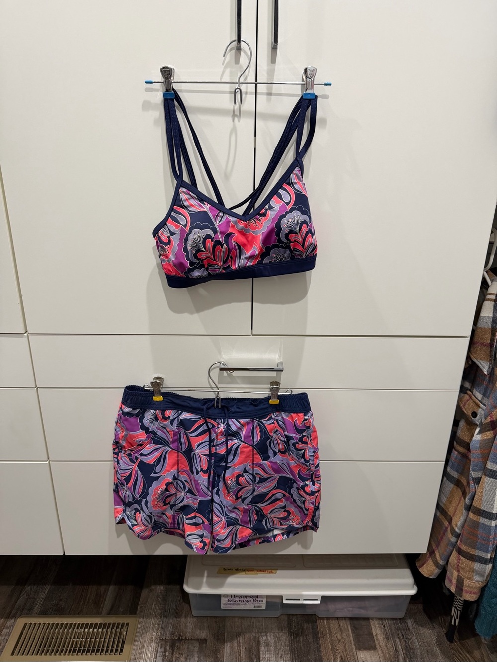 Lands' End Floral Swirl Two-Piece Swim suit- Navy, Pink & Coral top